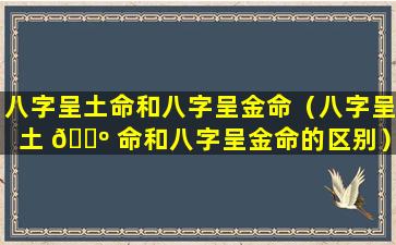 八字呈土命和八字呈金命（八字呈土 🐺 命和八字呈金命的区别）